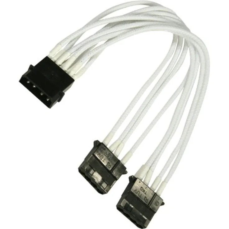 Nanoxia 900400026 4-Pin Molex Y-Kabel, 20 cm, Weißer Einzelsleeve