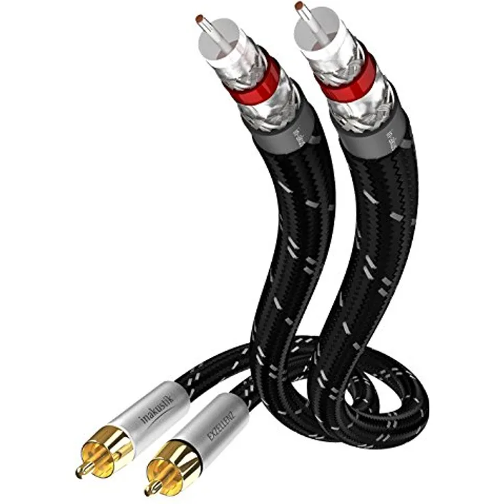 inakustik 006041007 Audiokabel 2 Cinch Stereo 0,75 m für Source Audio-DAC-Tuner-CD-Player-Verstärker-Vorverstärker, Schwarz-Silber