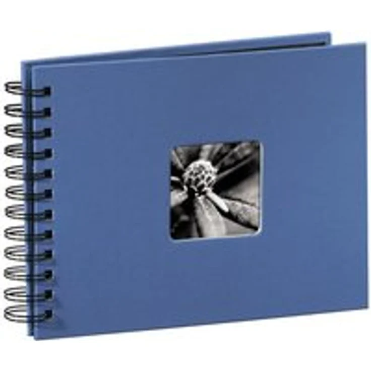 Hama Fotoalbum Spiralalbum, 50 schwarze Seiten, 25 Blatt, Größe 24 x 17 cm, mit Ausschnitt für Bildeinschub, Fotobuch azur – Bild 1