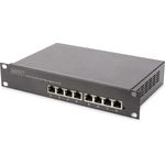 DIGITUS Gigabit Ethernet PoE+ Switch - 10 Zoll - 8 Ports - L2+ Managed - IEEE 802.3at - 80 Watt Powerbudget - Schwarz