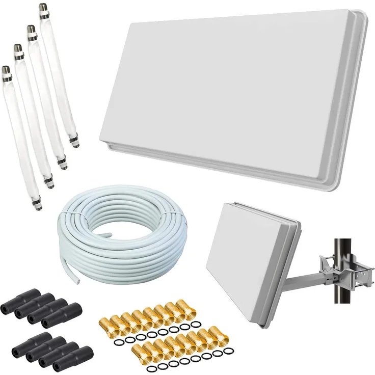 Selfsat Flachantenne Digital Sat Anlage (Kabel, Fensterhalterung, HD, 4K)