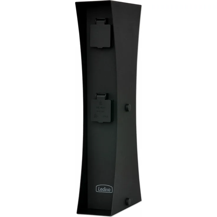 4-fach Außen Steckdose in schwarz, Höhe 46 cm, CONNECT D4A
