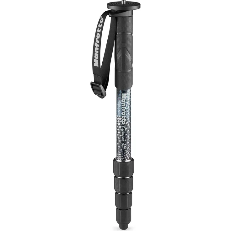 Manfrotto Element MII MMELMIIA5BK, leichtes Alu-Reise-Einbeinstativ, 5 Segmente, Handgelenkschlaufe, Gummigriff, Drehverschlüsse, Traglast bis zu 15 kg, für Kompakt-, spiegellose und DSLR-Kameras