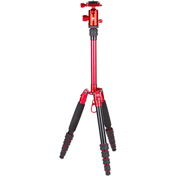 SIRUI AM-005R+D-10K LightLegs Reise-Dreibeinstativ mit Kugelkopf in Aluminium rot, 140,8 cm