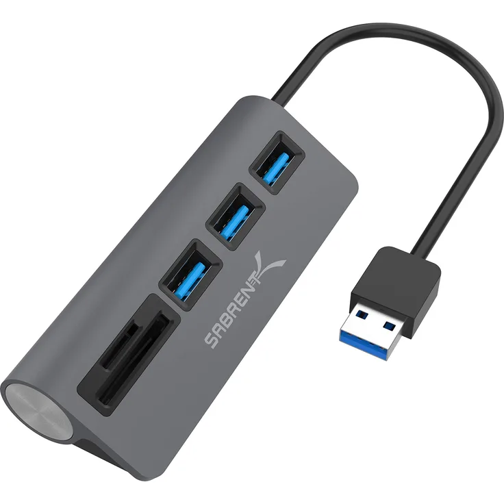 Sabrent HB-U3CR USB-Hub, 3 Ports, mit SD-Micro-SD-Kartenleser