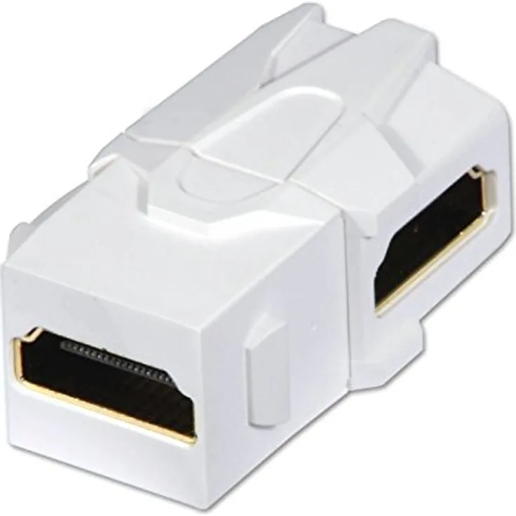 Lindy HDMI 90° Doppelkupplung Keystone für AV Wanddosen HDMI Doppelkupplung Keystone Modul für AV Wanddosen, HDMI-Buchse nach innen 90° gedreht, und nach außen gerade heraus (60490)