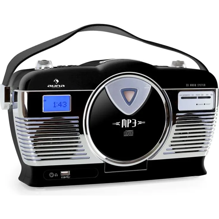 RCD-70 Retroradio UKW USB CD Batterie schwarz Schwarz