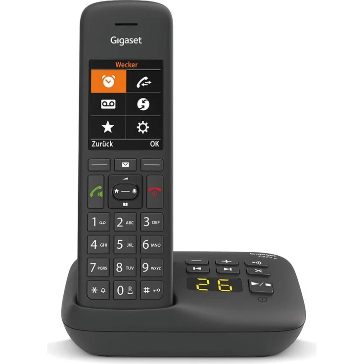 Gigaset C575A DECT Schnurlostelefon mit Anrufbeantworter für komfortables Telefonieren, mit großer Nummernanzeige, Farbdisplay und leichter Bedienbarkeit, Analog-Telefon, schwarz – Bild 1