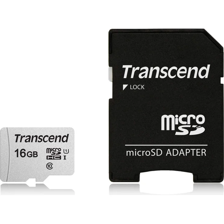 Transcend Highspeed 16GB  micro SDXC-SDHC Speicherkarte (für Smartphones, etc. und Digitalkameras) - Class 10, UHS-I – TS16GUSD300S-AE (mit Adapter) – Bild 1
