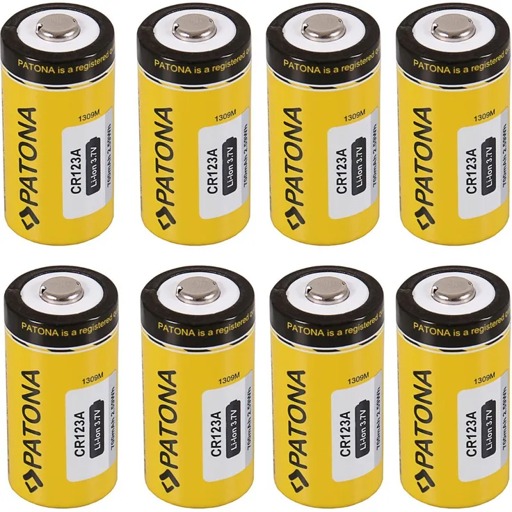 8x PATONA Li-Ion 3,7V Akku CR123A 16340 Zelle 700mAh 2,59Wh