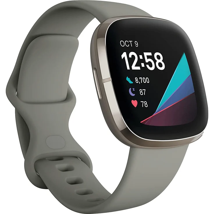 Fitbit Sense Smartwatch GPS, Unisex, S/L, Aluminiumgehäuse, Silber – Bild 1