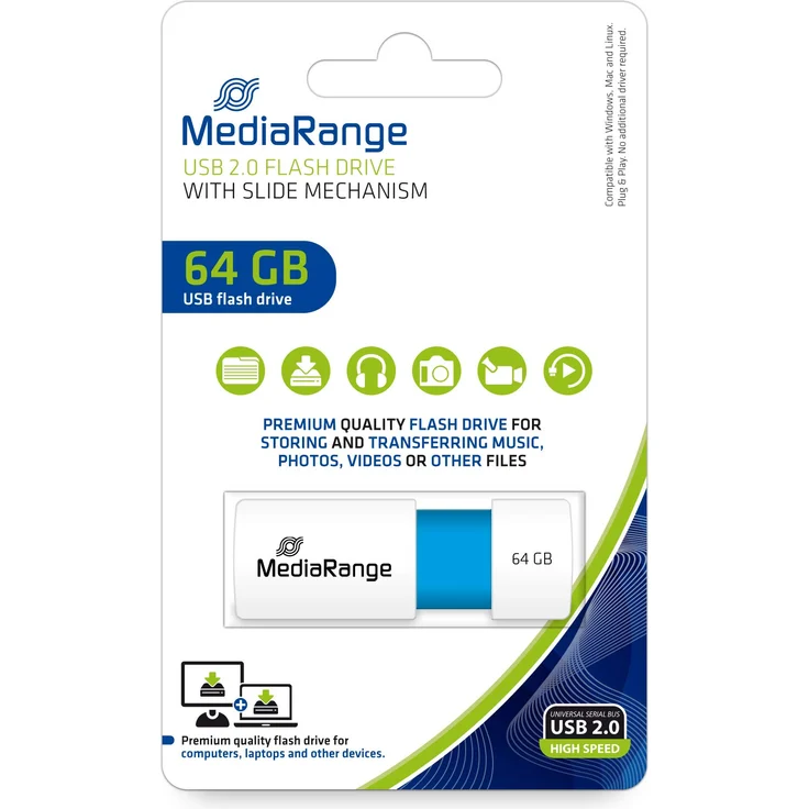 MediaRange USB Speicherstick, Color Edition, hellblau, 64GB – Bild 2