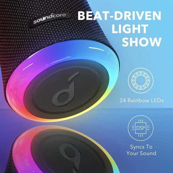 Anker Soundcore Flare 2 Bluetooth-Lautsprecher mit Lichteffekten, wasserdicht, schwarz – Bild 3