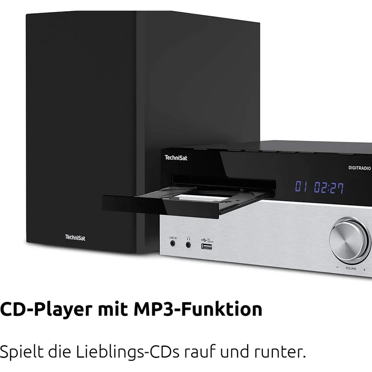 TechniSat DIGITRADIO 750 - DAB+ Mikro-HiFi System (DAB+, UKW, CD-Player, Bluetooth-Audiostreaming, 100 Watt RMS Stereo-Boxen, Kopfhöreranschluss, Fernbedienung,Kompaktanlagen) schwarz-silber – Bild 7