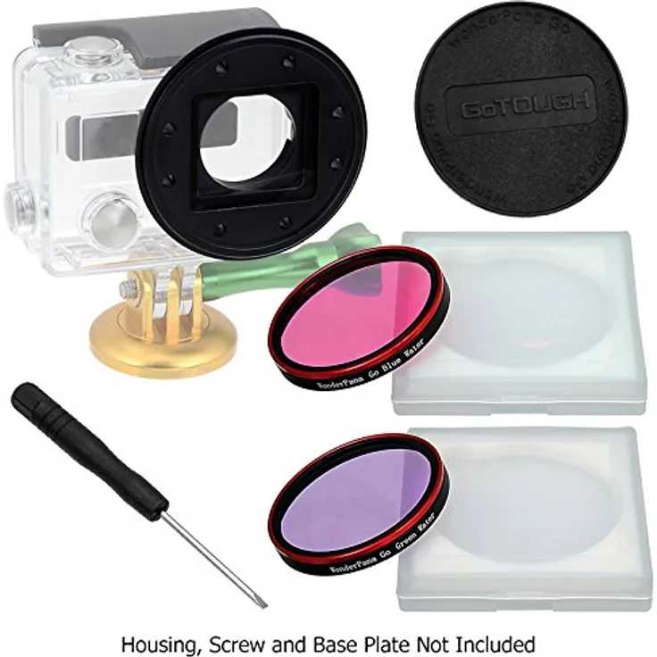 Fotodiox WPGT Pro WonderPana GoTough H3+ Unterwasser Filteradapter System mit 2 Korrektur Filter, Objektivdeckel für GoPro HERO3+ Unterwassergehäuse