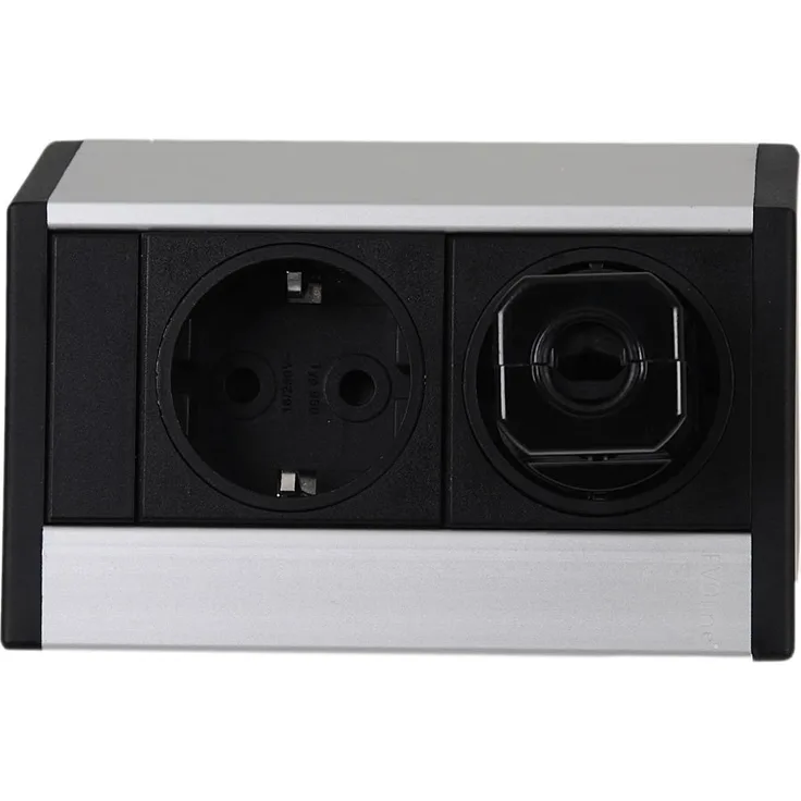 Schulte 159800001300 Evoline R-Dock, 2 x VDE Steckdosen Aluminium