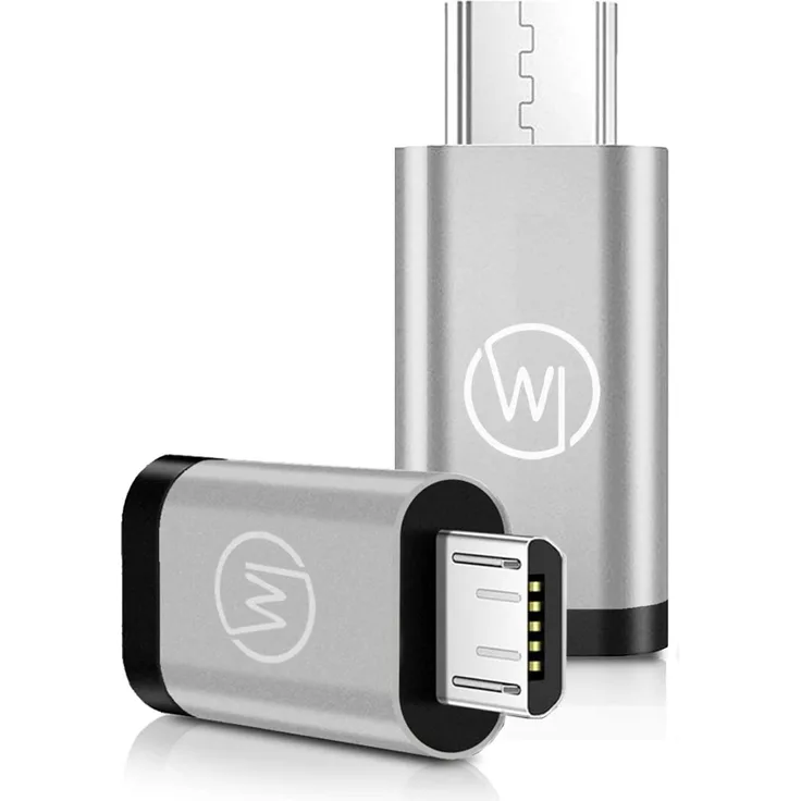 Wicked Chili MicroUSB auf USB C OTG (On-The-Go) Adapter für mit Huawei EnVizion 360 und USB-C Kameras für Smartphone - Micro-USB OTG auf USB C Adapter für Handys - Tablets mit MicroUSB Port - 2 Set