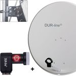 DUR-line MDA 80 Satellitenschüssel hellgrau + Quad LNB