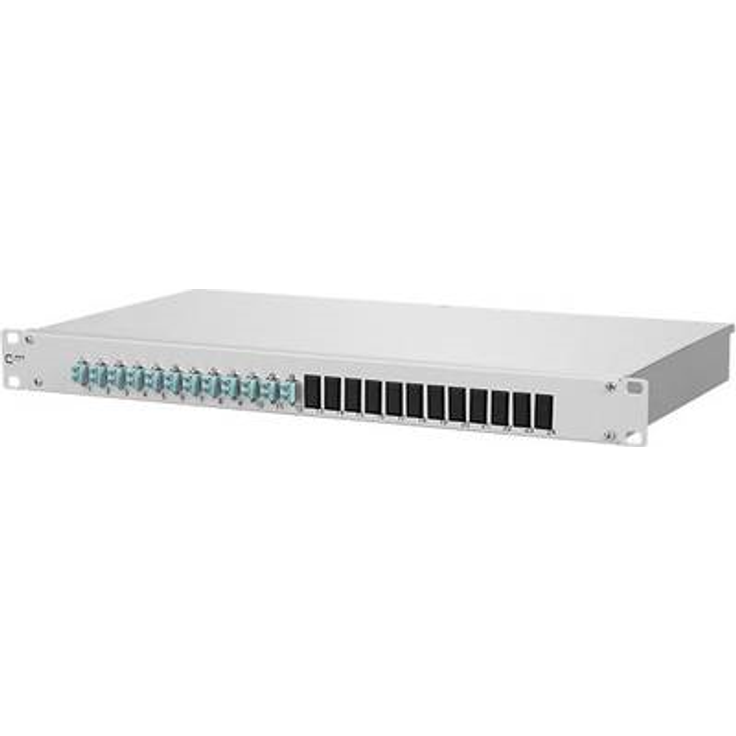 Metz CONNECT 1502507712-E. Stecker: LC. Produktfarbe: Silber, Material: Aluminium, Rack-Kapazität: 1U. Breite: 482,6 mm, Höhe: 44,5 mm, Tiefe: 242,5 mm. Verpackungsbreite: 560 mm, Verpackungslänge: 7 cm, Verpackungshöhe: 405 mm (1502507712-E)