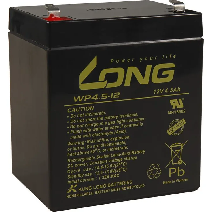 Bleiakku KUNG LONG WP4,5-12 12V-4,5Ah 90x70x107mm 1,62kg