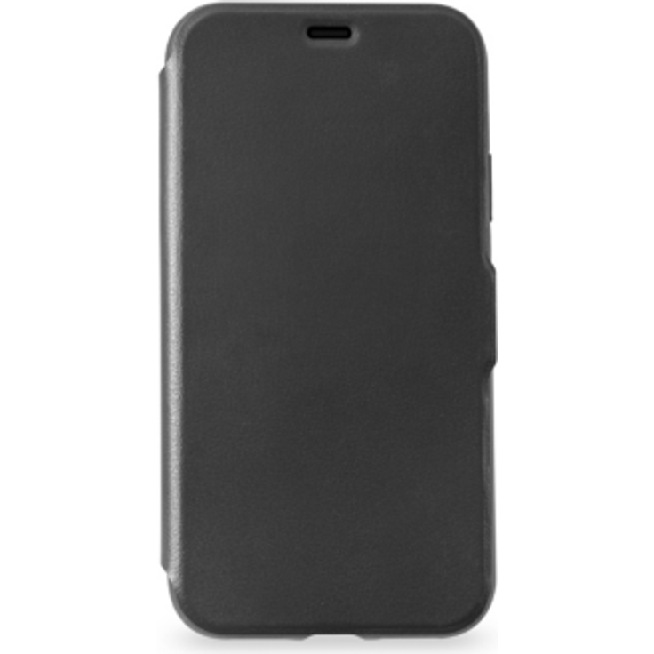 KMP Bookcase für iPhone X - schwarz - Schutzhülle-Klapphülle aus veganem Leder - individuell verstellbare Standfunktion + extra Kartenfach