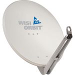 WISI Orbit Topline Satelliten Offset-Antenne OA85G in Lichtgrau ? 85cm Reflektor aus Aluminium mit 40mm LNB-Halterung, Feedarm und Mastschellen ? Komplette Sat Antenne mit Montagezubehör