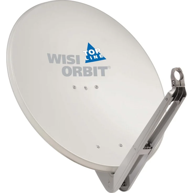 WISI Orbit Topline Satelliten Offset-Antenne OA85G in Lichtgrau ? 85cm Reflektor aus Aluminium mit 40mm LNB-Halterung, Feedarm und Mastschellen ? Komplette Sat Antenne mit Montagezubehör – Bild 1