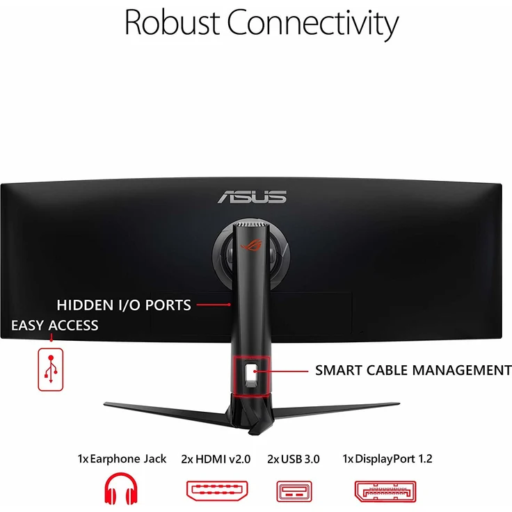 ASUS ROG Strix XG49VQ 124 cm (49 Zoll) Gaming Monitor (Curved, 144Hz, Free-Sync 2 HDR, HDMI, DisplayPort, 4ms Reaktionszeit) – Bild 6