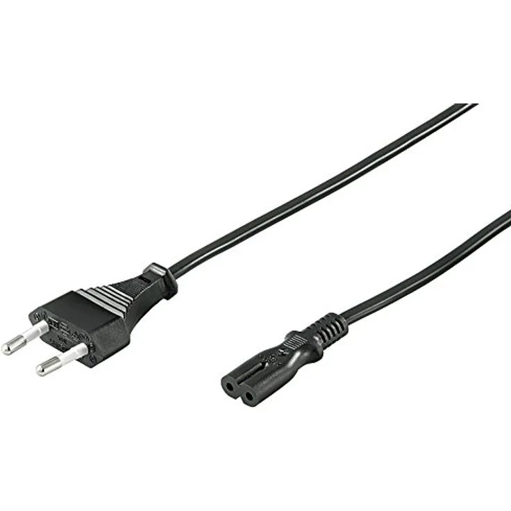 Goobay 50084 Euro Anschlusskabel, Netzkabel, Stromkabel, 2 adrig, Eurostecker, (Typ C, E 7-16) > Gerätebuchse C7, 1,5m, schwarz