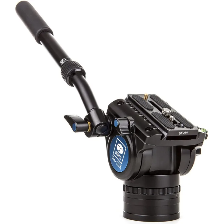 Sirui VH-10X Pro Fluid Videoneiger mit zusätzlicher Friktion für 360° Drehung, Arm verlängerbar, Aluminium, schwarz