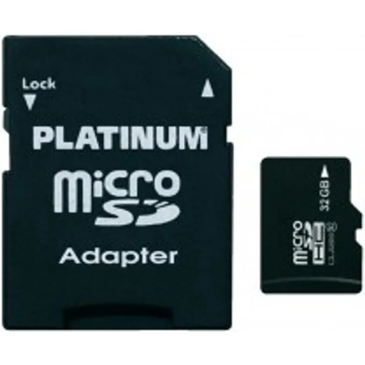 Platinum High Speed microSDHC Karte 32GB Class 10 UHS-I U1 Speicherkarte inkl. SD Adapter - Micro SD Karte für Smartphone, Tablet, Kamera 177332