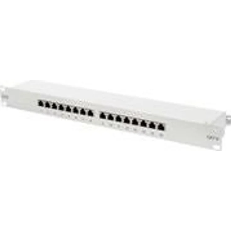 DIGITUS Professional, Cat 6 LSA Patchpanel, 16-Port, 19'' Rackmontage 1HE, geschirmt, zentraler Erdungsanschluss, Schwarz – Bild 1