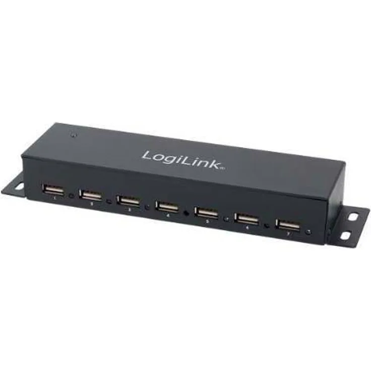 LogiLink UA0148 USB 2.0 HUB 7-Port, incl. Power Display, Full Metal Housing