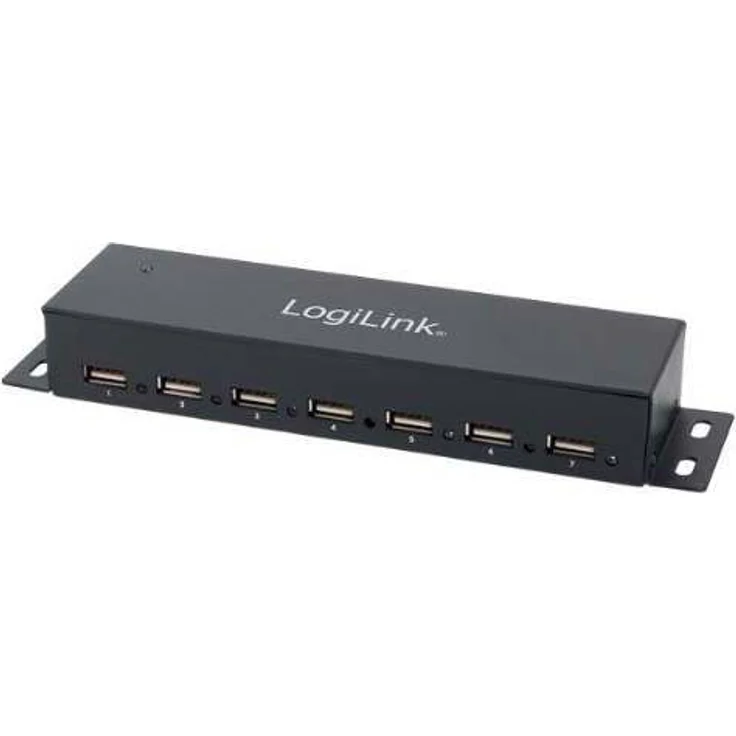 LogiLink UA0148 USB 2.0 HUB 7-Port, incl. Power Display, Full Metal Housing