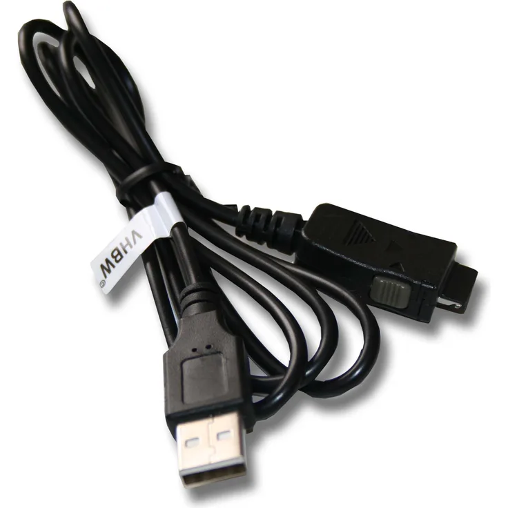 VHBW USB Datenkabel 2-in-1 Ladekabel kompatibel mit HP IPAQ HX4700, RX1950, RX3700, RX3710 PDA-Gerät, Handheld Computer - 130cm, Schwarz
