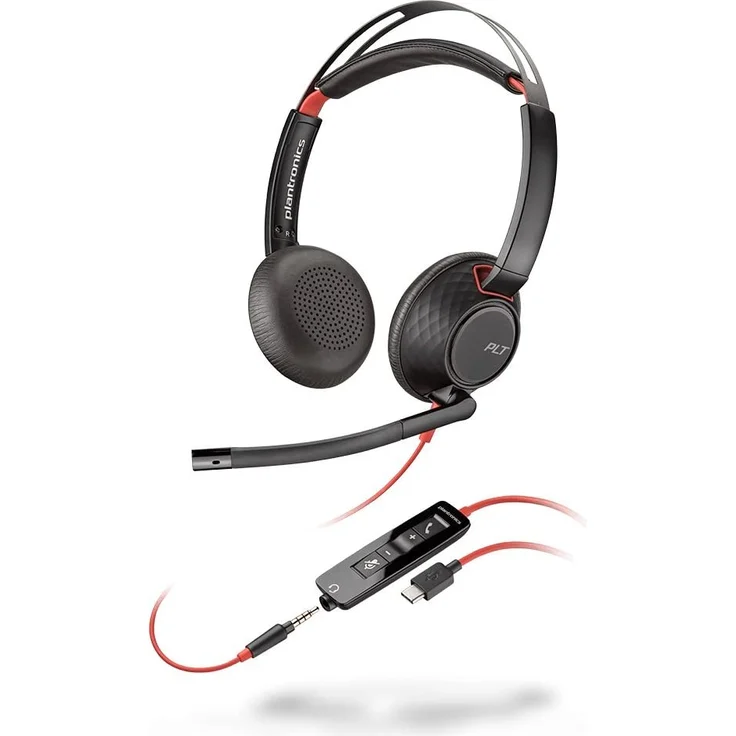 Plantronics Blackwire 5220 C5220 USB-C Headset, schwarz/rot – Bild 1