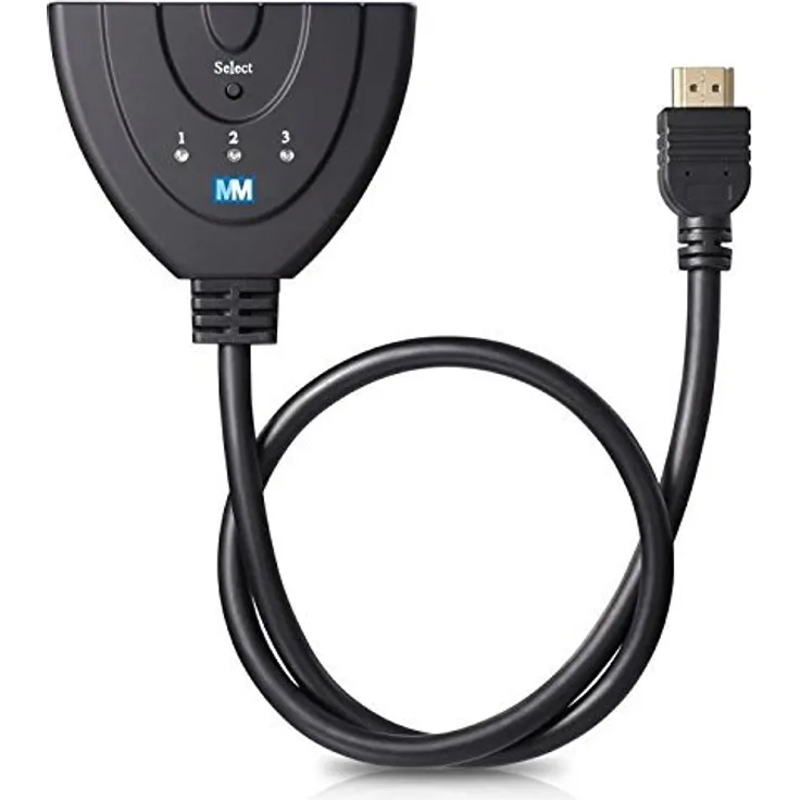 MMOBIEL 3 Port Anschlüsse High Speed Übertragung HDMI Switch Splitter Verteiler HUB mit 50 CM Kabel geeignet für 1080p 3D for HD TV PS3/PS4 Xbox 360 High Performance bis 2,5Gbps