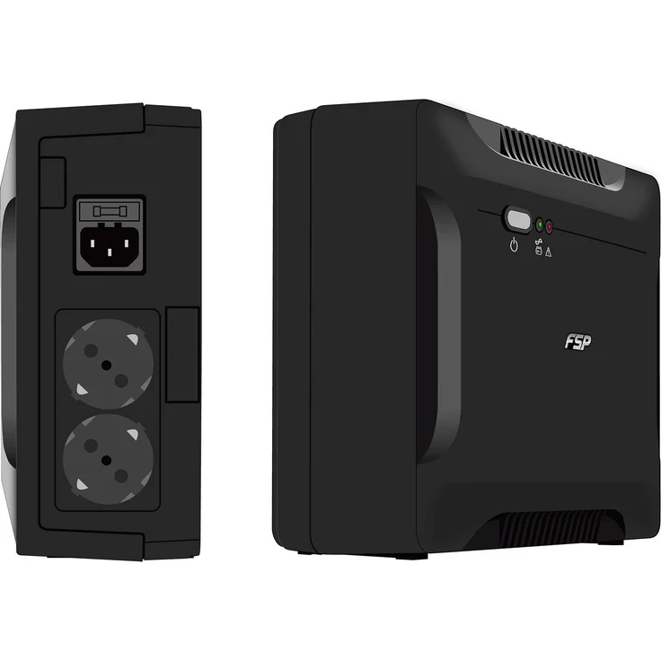 FSP PPF3600210 Fortron Nano 600 USV 600VA-360W, 230V-50HZ, Offline, 1x12V 7.5AH, 2xSCHUKO Schwarz – Bild 2