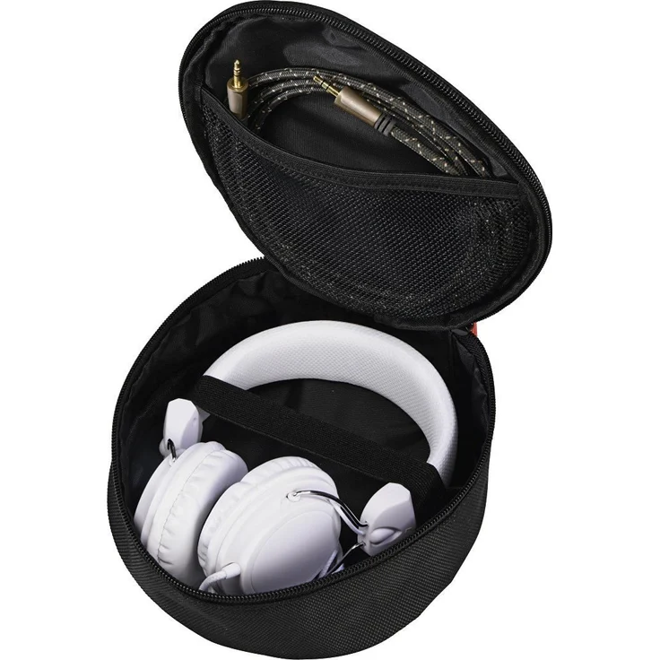 Hama Kopfhörer-Tasche für On Ear-Over Ear Headset (robustes Case zur passend für Sony, Apple Beats, JBL, Bose, Sennheiser, mit Netz-Innentasche, Karabinerhaken, 17 x 16,5 x 6 cm, Schutztasche) schwarz