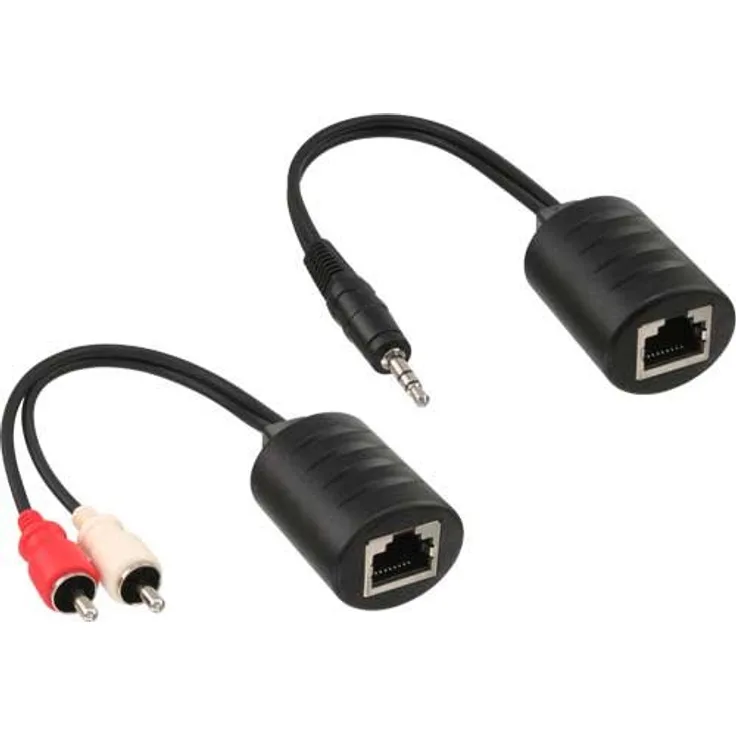 InLine 89003 Audio über RJ45 passiv, 2x Cinch 1x Klinke 3,5mm - RJ45 Buchse, max. 50m, 2er Pack