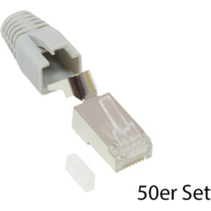 Good Connections Netzwerkstecker Cat.6A RJ45 geschirmt für Cat.7 Kabel 50x grau