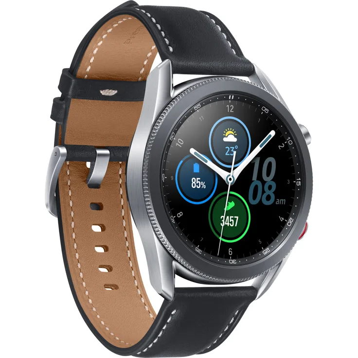 Samsung Galaxy Watch 3 LTE Smartwatch GPS, Unisex, 45mm, Lederarmband, Mystic Silver Smartwatch