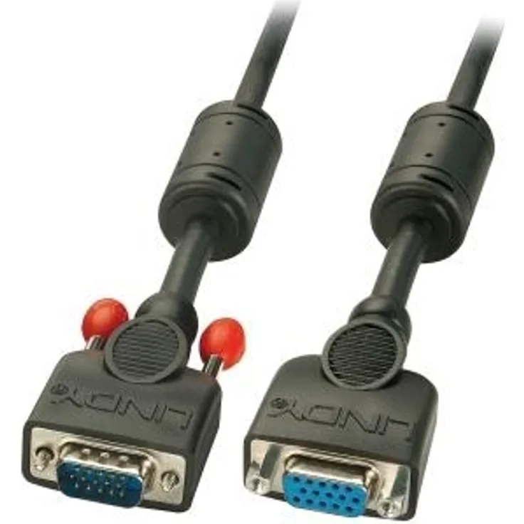 LINDY VGA-Verlängerung, schwarz, 7,5m HD15 M-F (mit Muttern), DDC2