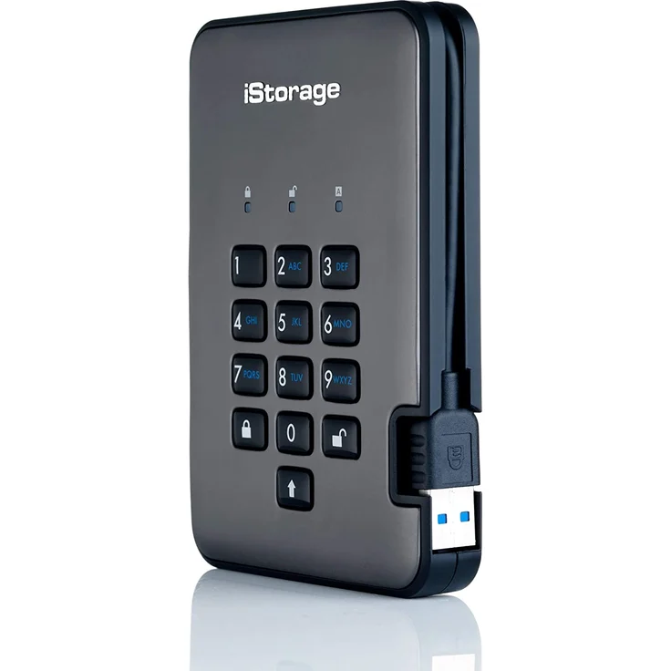 iStorage diskAshur PRO² - Festplatte - verschlüsselt - 2 TB - extern (tragbar) - USB 3.1 - FIPS 197, 256-bit SHA, 256-bit AES-XTS (IS-DAP2-256-2000-C-G) – Bild 2