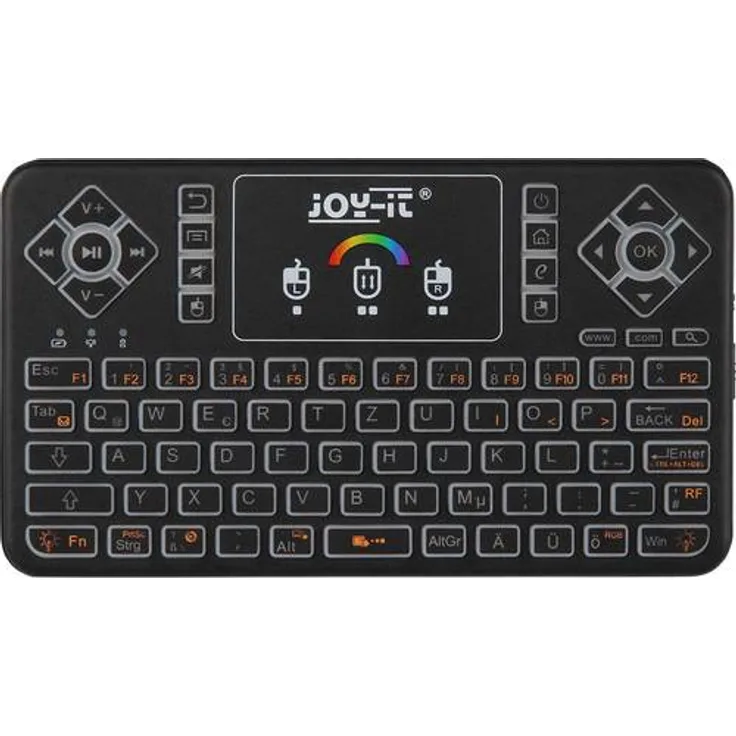 JOY-iT Tasta-Mini - Tastatur - mit Touchpad - backlit - kabellos - 2.4 GHz - QWERTZ (TASTAMINI01)