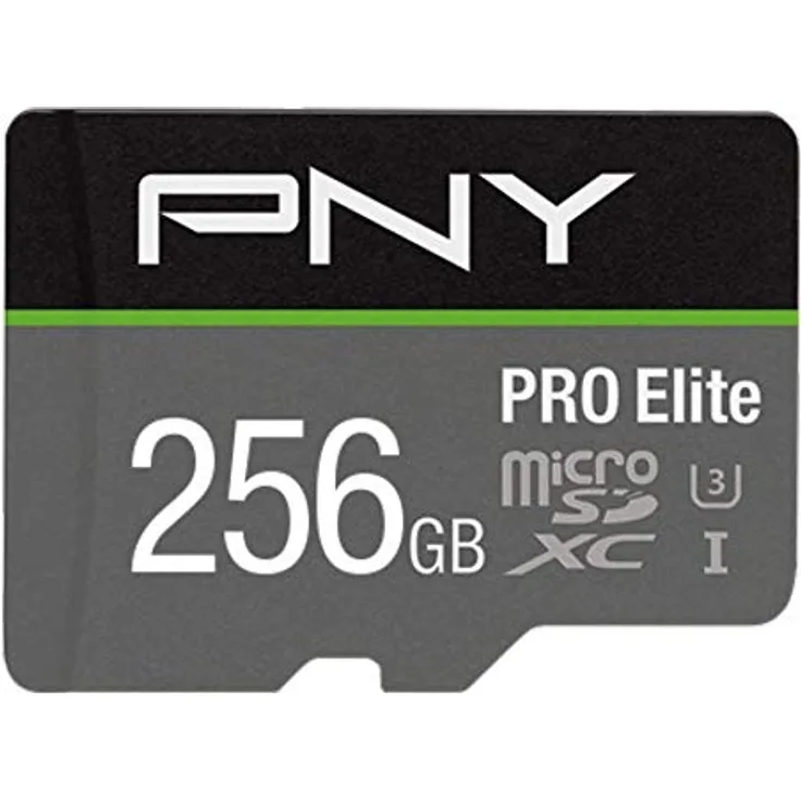 PNY PRO Elite 256GB microSDHC-Speicherkarte + SD-Adapter, 100MB-s Lesegeschwindigkeit, 90MB-s Schreibgeschwindigkeit, Klasse 10 UHS-I, U3, A1 App Performance, V30 für 4K-Video