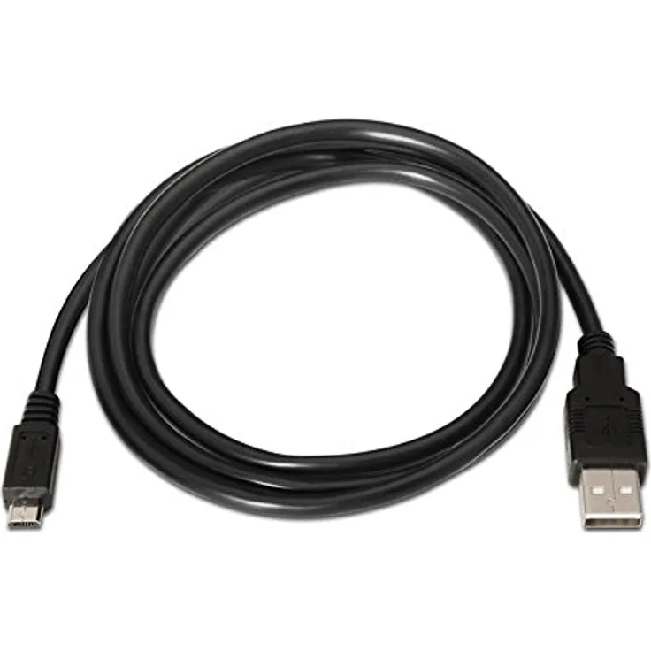 Nanocable 10.01.0500 - USB 2.0 auf Micro USB Kabel, hauptsächlich für mobile und digitale Kameras, Typ A-M-Micro B-M, männlich-männlich, schwarz, 0.8 mts