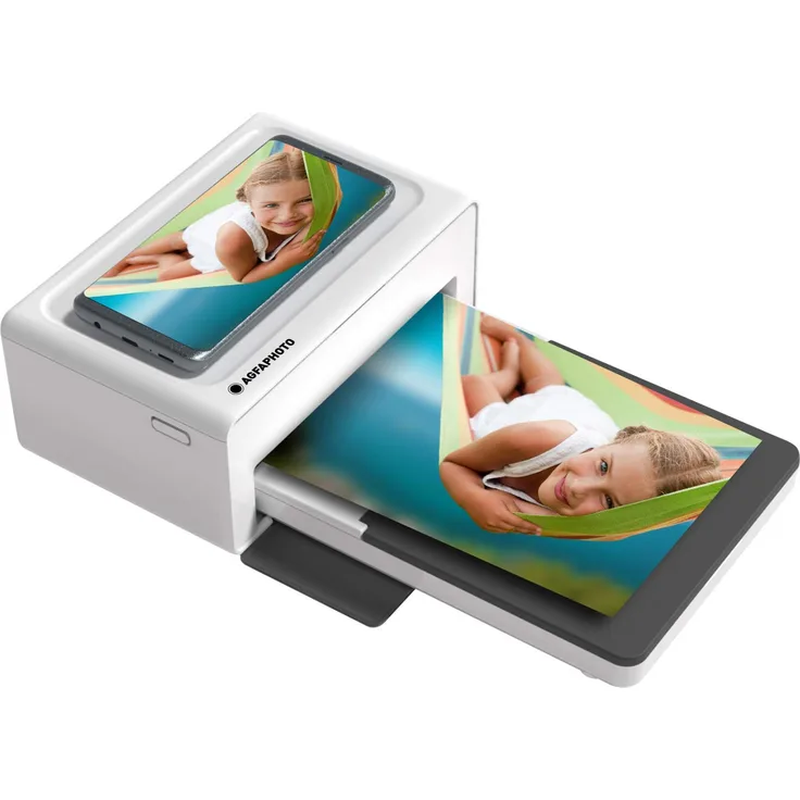 AgfaPhoto AGFA Photo – Realipix Square P – Fotodrucker, quadratisch, 7,6 x 7,6 cm (3 x 3 Zoll) über Bluetooth – Thermosublimation 4 Pass