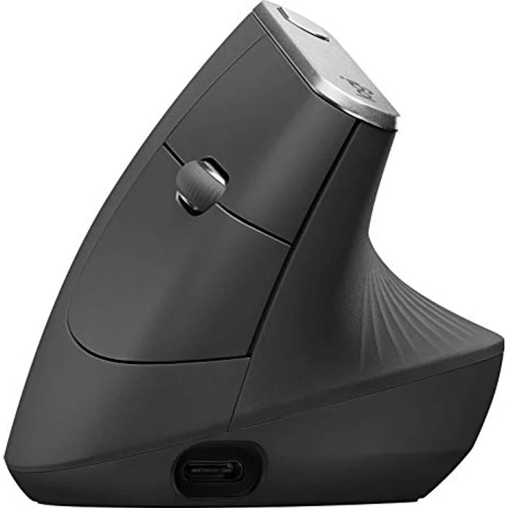 Logitech MX Vertical Ergonomische Kabellose Maus, Bluetooth und 2.4 GHz Verbindung via Unifying USB-Empfänger, 4000 DPI Sensor, Wiederaufladbarer Akku, 4 Tasten, Multi-Device, PC-Mac-iPadOS - schwarz – Bild 1