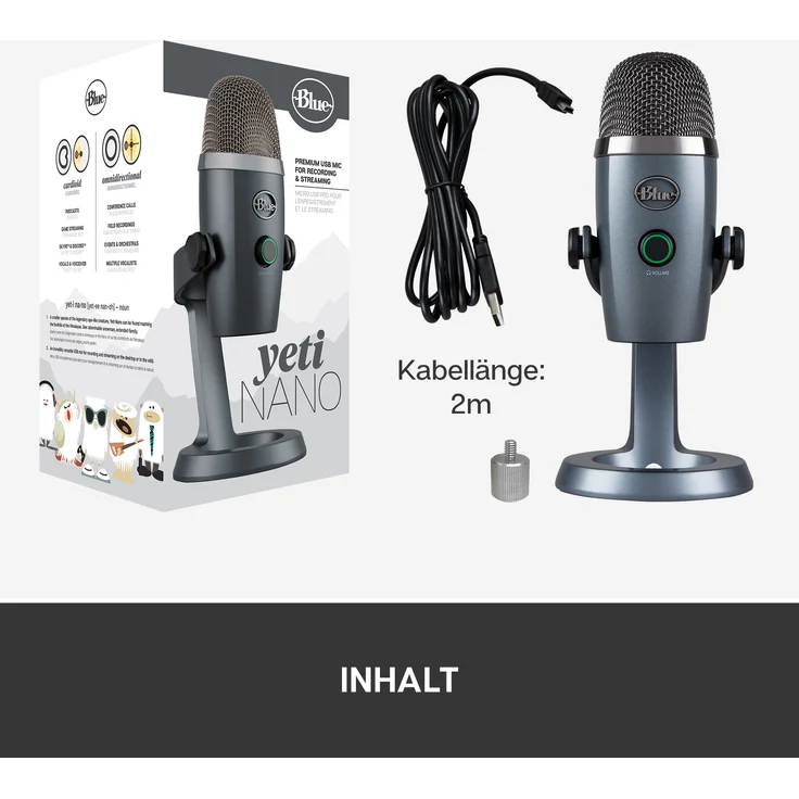 Blue Microphones Yeti Nano USB Mic, Nano Grey, Mikrofon, grau – Bild 2